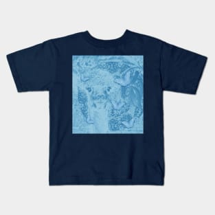 Ghostly alpaca with butterflies in snorkel blue Kids T-Shirt